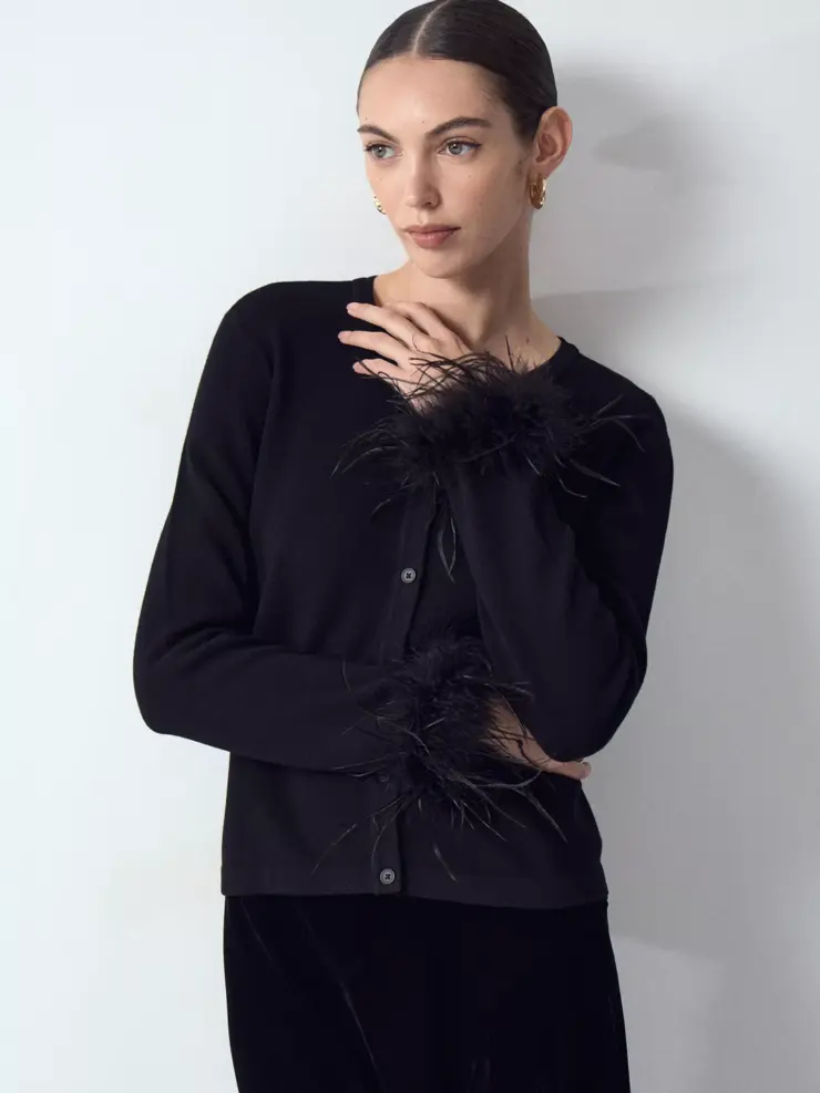 EMKA кардиган с перьями